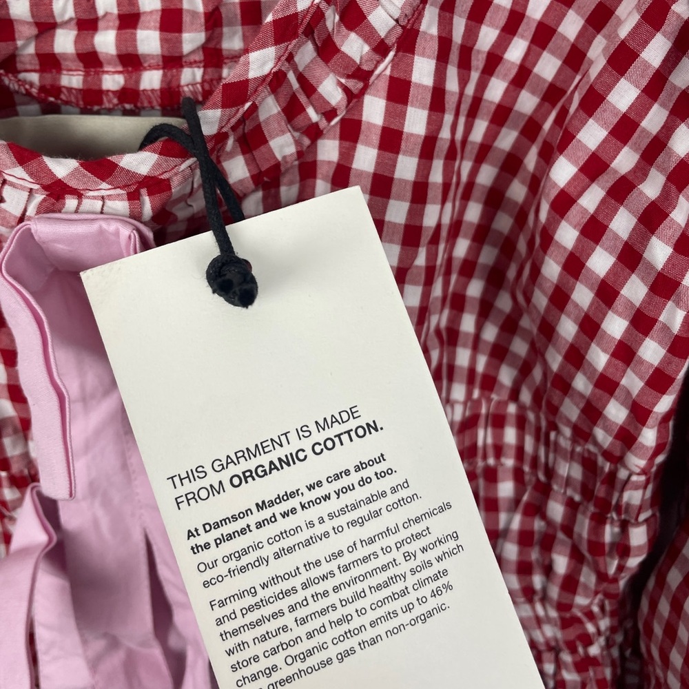Damson Madder Dakota Red Gingham Pink Bow Picnic Dress Size 8 New! - Picture 6 of 8